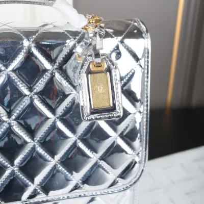 Chanel Silver / Gold / Black  patent leather Backpacks