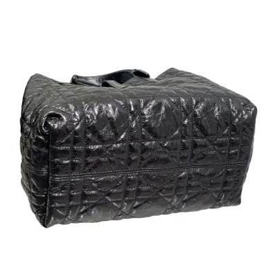 Dior Medium Dior Toujours Bag In Black Macrocannage Crinkled Calfskin With Black Hardware