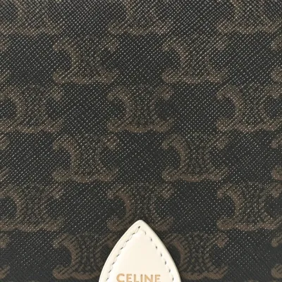 Celine Medium Folco Bag White Triomphe Canvas Gold Hardware