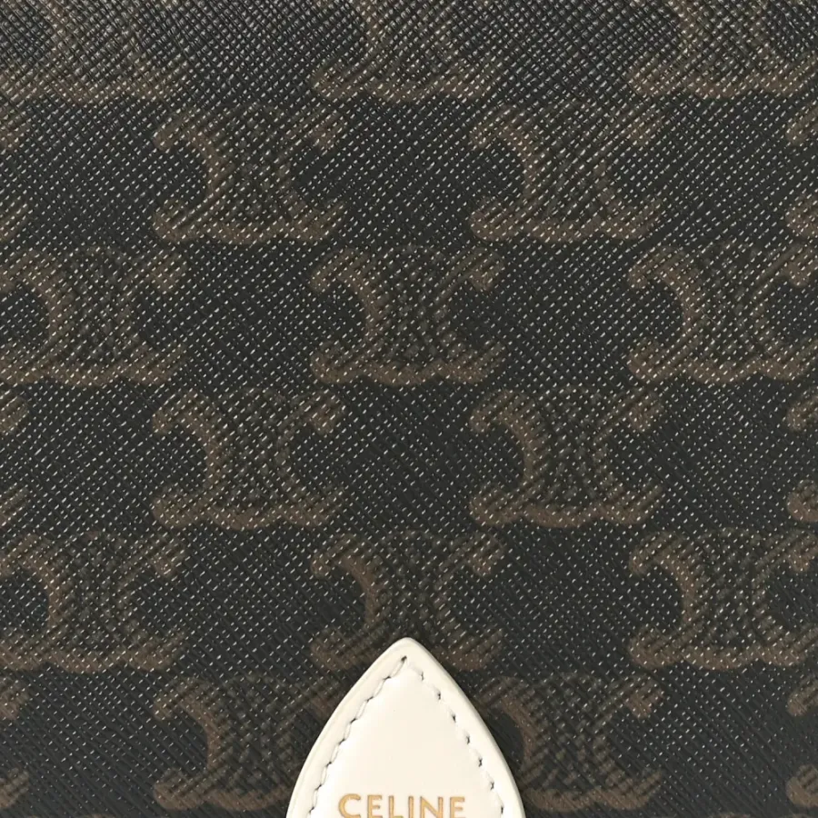 Celine Medium Folco Bag White Triomphe Canvas Gold Hardware