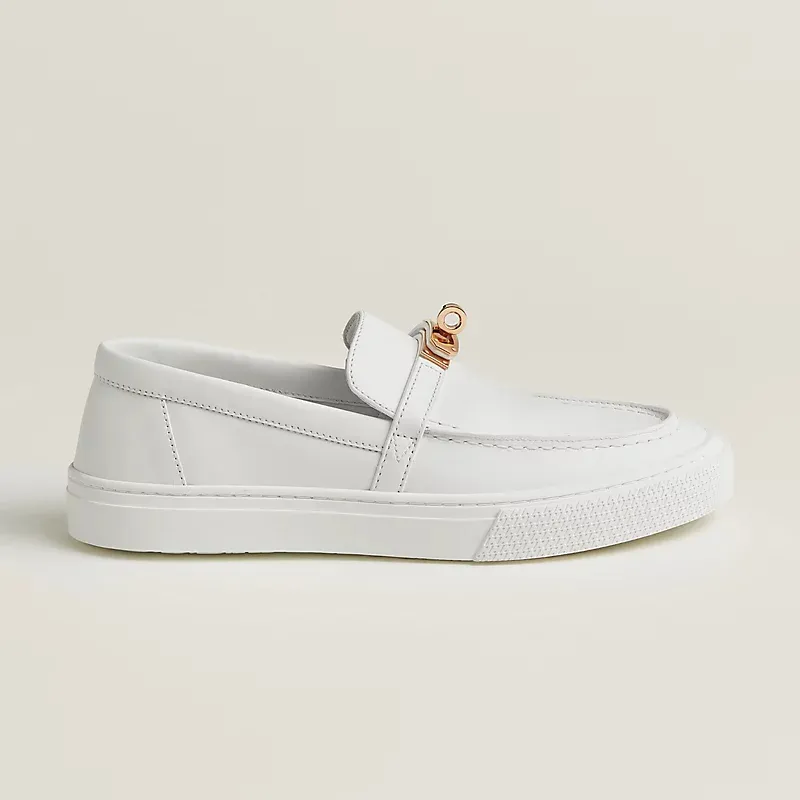 HERMES Game White Loafers