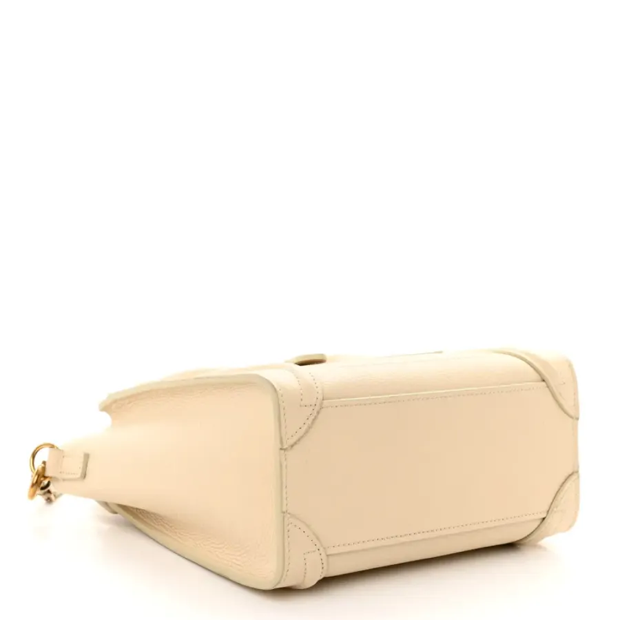 Celine Nano Luggage Bag Ivory Drummed Calfskin Leather