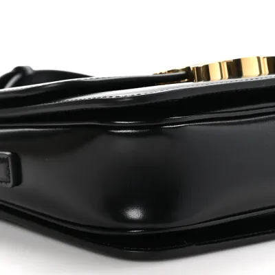 Celine Small Triomphe Bag Black Shiny Calfskin Leather Gold Hardware