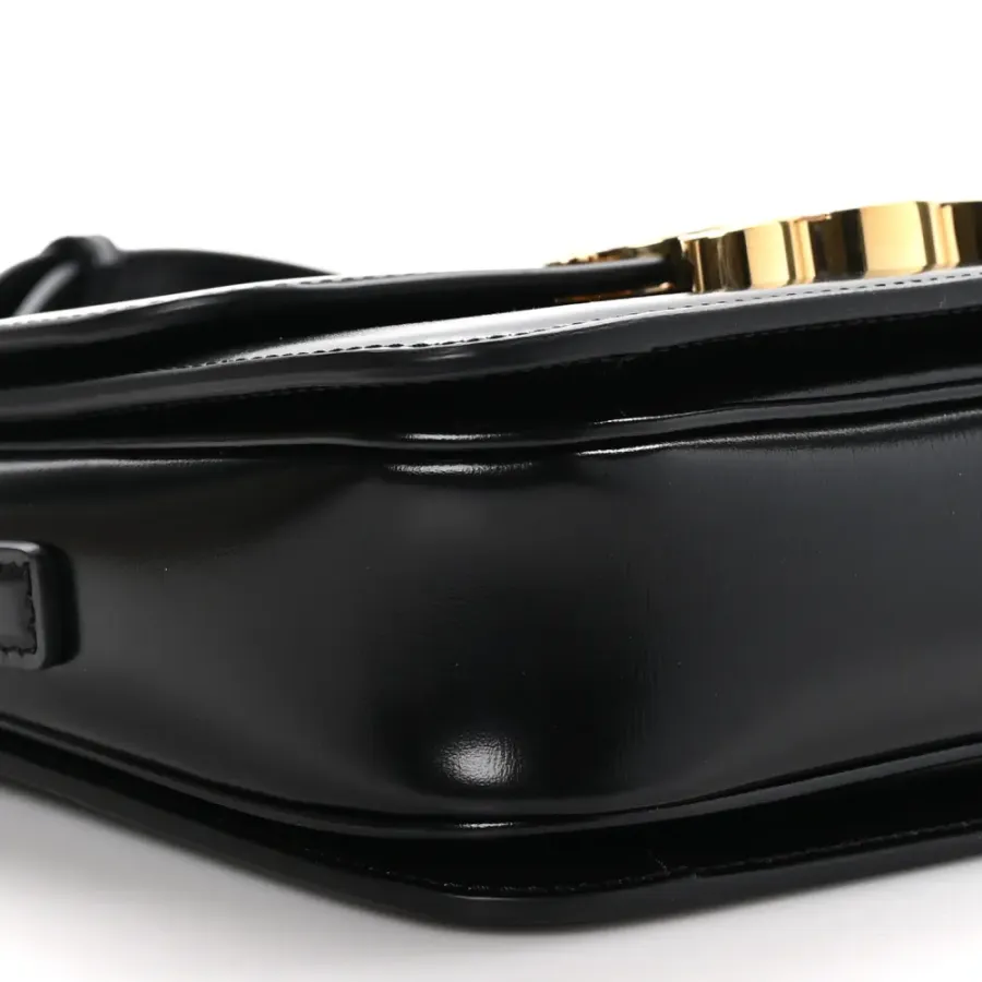 Celine Small Triomphe Bag Black Shiny Calfskin Leather Gold Hardware