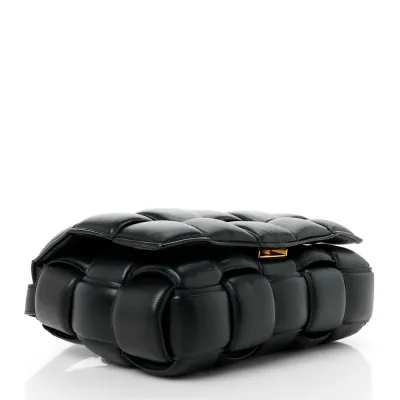 Bottega Veneta Maxi Intreccio Padded Cassette Crossbody Bag Black Nappa Leather Gold Hardware