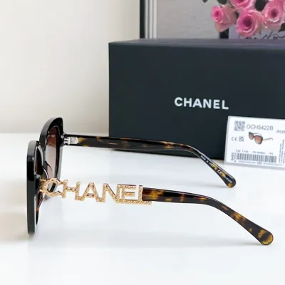 CHANEL glasses leopard-print gold color size 53口17-145