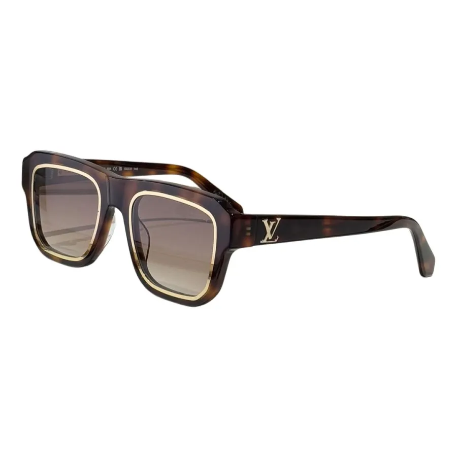 Louis Vuitton square frame glasses black gold/black silver/camouflage/green/leopard color Size 53口21-145