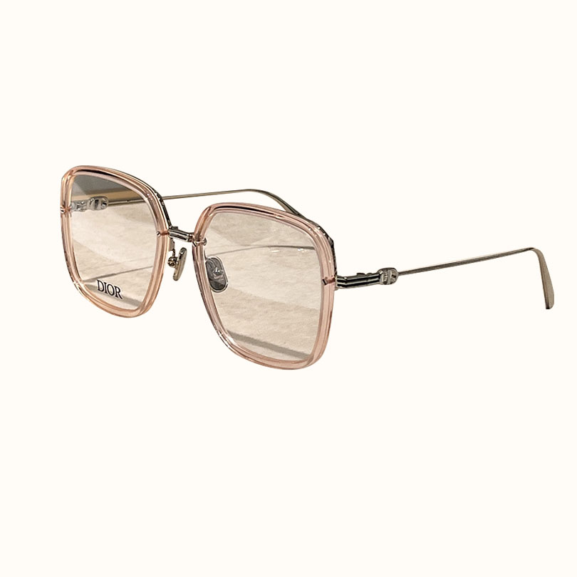 Óculos DIOR armação quadrada transparente rosa fosco/prata/fulvo Tamanho 58-15-145