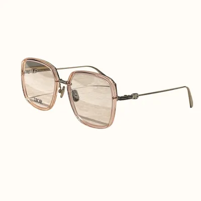 DIOR square transparent frame glasses misty rose/silver/tawny Size 58-15-145