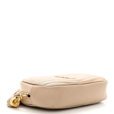 Saint Laurent Mini Lou Camera Bag Dark Beige Monogram Grain De Poudre Matelasse Leather Gold Hardware