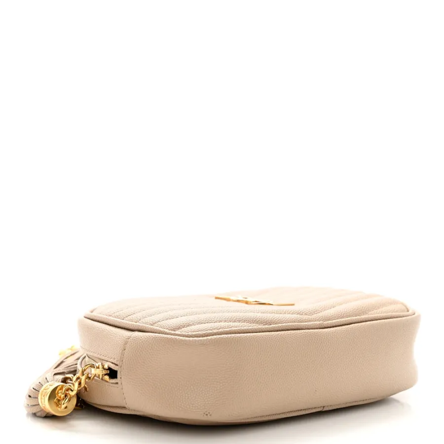 Saint Laurent Mini Lou Camera Bag Dark Beige Monogram Grain De Poudre Matelasse Leather Gold Hardware