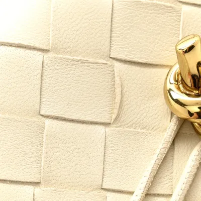 Bottega Veneta Medium Intrecciato Long Andiamo Top Handle Sea Salt Nappa Leather Gold Hardware