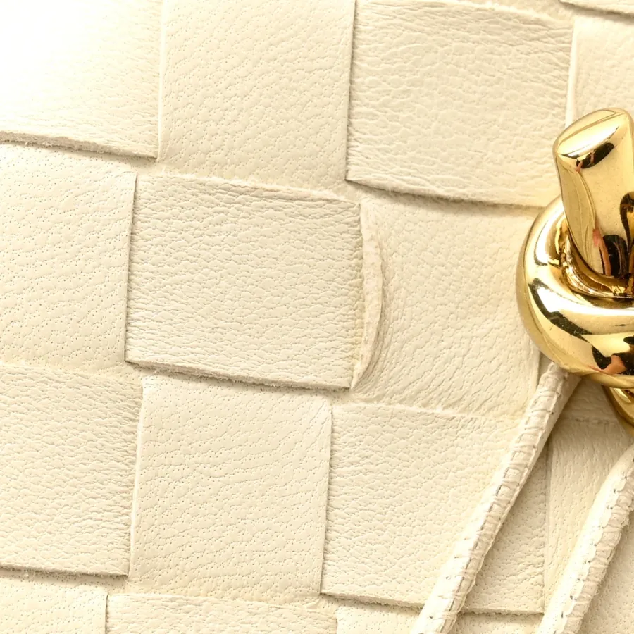 Bottega Veneta Medium Intrecciato Long Andiamo Top Handle Sea Salt Nappa Leather Gold Hardware