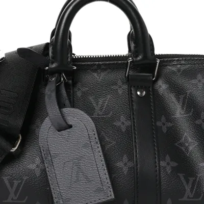 Louis Vuitton Keepall Bandouliere 25 Reverse Monogram Eclipse Canvas Silver Hardware