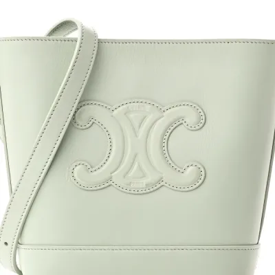 Celine Small Cuir Triomphe Bucket Bag Jade Smooth Calfskin Leather Gold Hardware