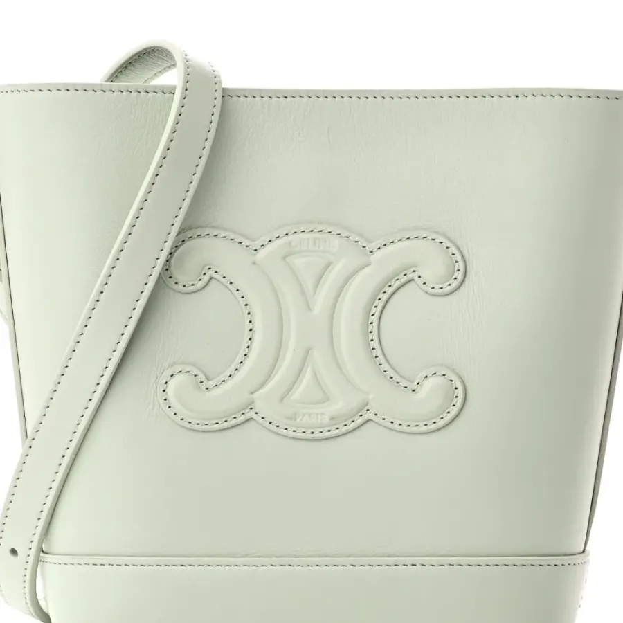 Celine Small Cuir Triomphe Bucket Bag Jade Smooth Calfskin Leather Gold Hardware
