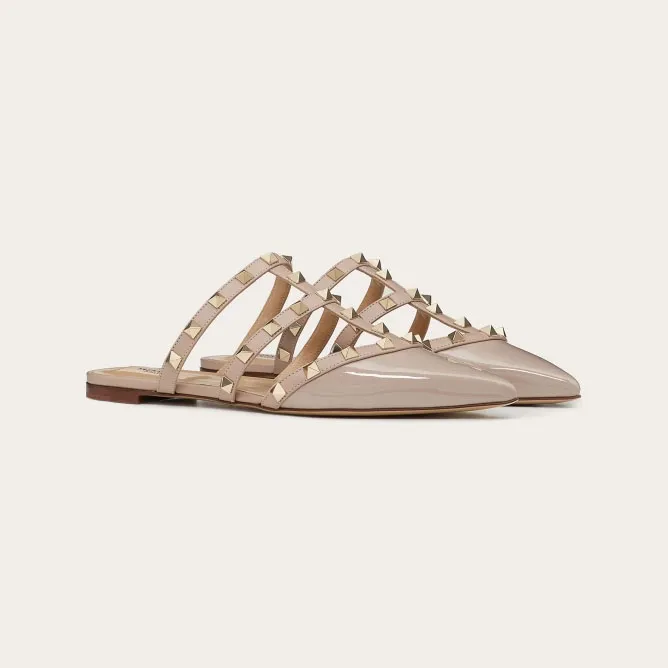 VALENTINO patent leather studded Muller shoes