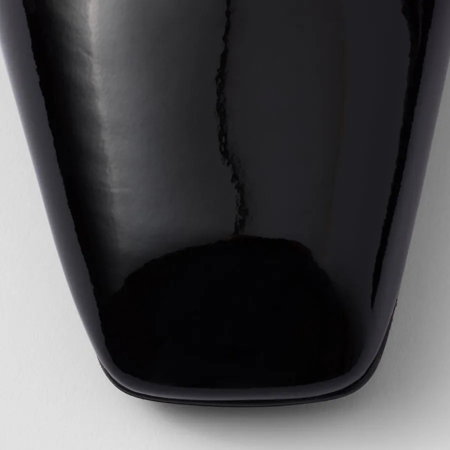 PRADA Black Slippers lacquered leather Muller shoes