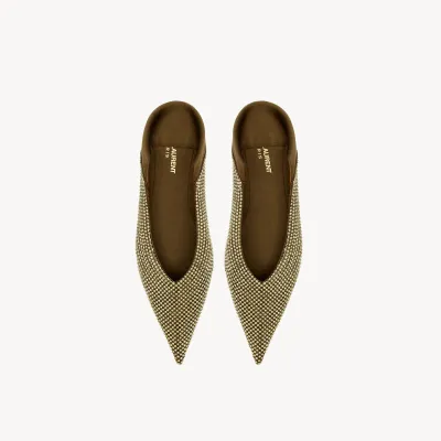 Yves Saint Laurent Crepe satin and imitation crystal slippers Flat shoes