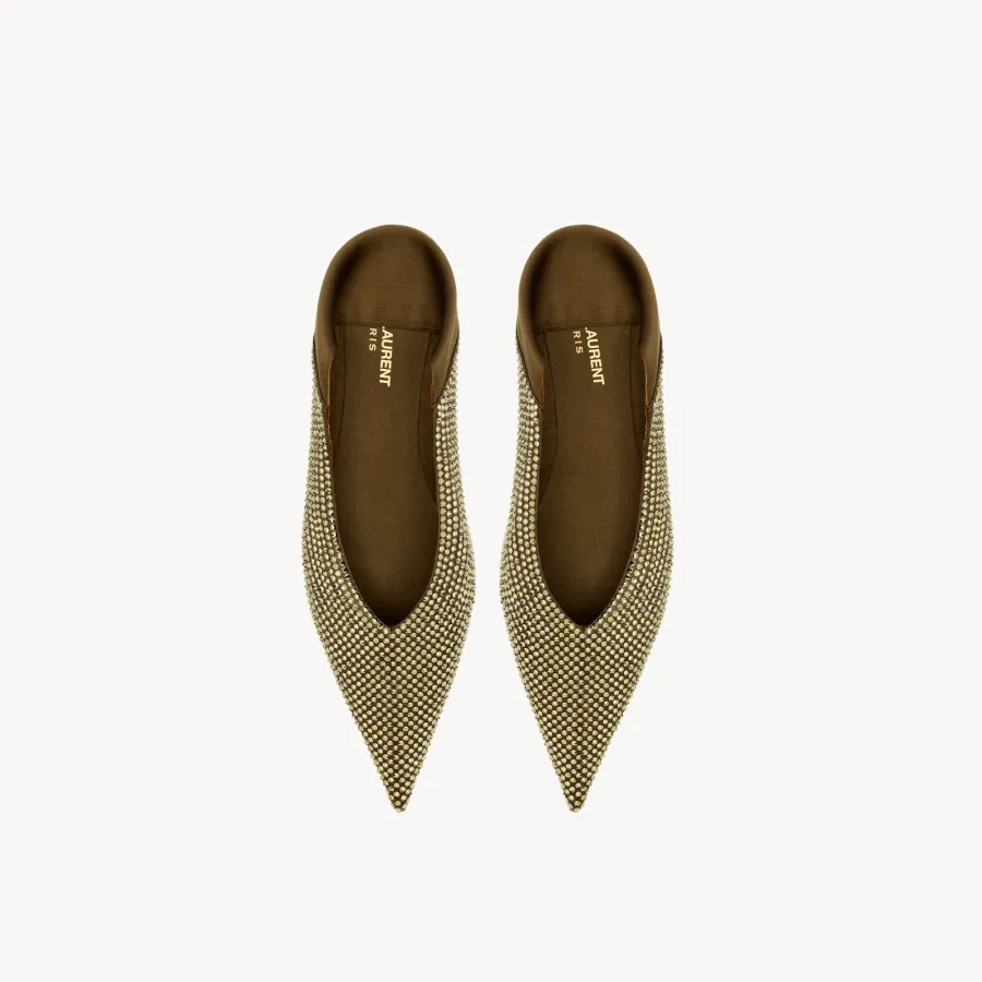 Yves Saint Laurent Crepe satin and imitation crystal slippers Flat shoes