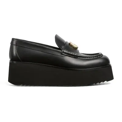 Gucci black double G slope heel loafers
