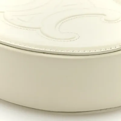 Celine Small Triomphe Oval Crossbody Purse Tan Triomphe Smooth Calfskin Leather Cuir Gold Hardware