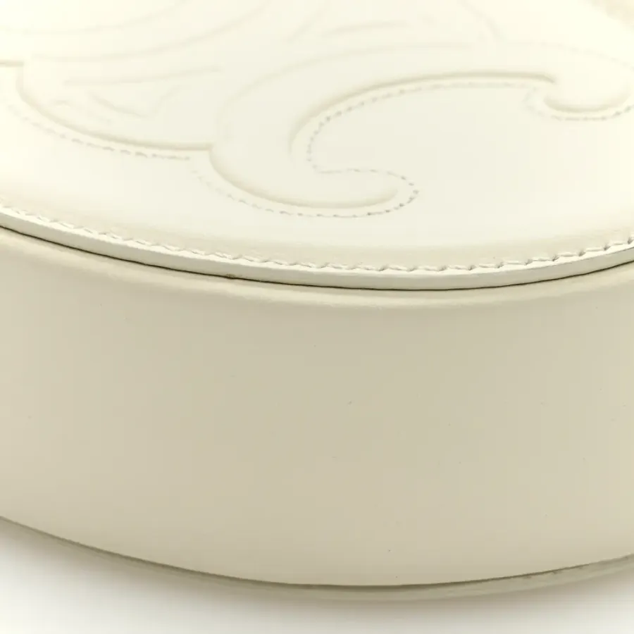 Celine Small Triomphe Oval Crossbody Purse Tan Triomphe Smooth Calfskin Leather Cuir Gold Hardware