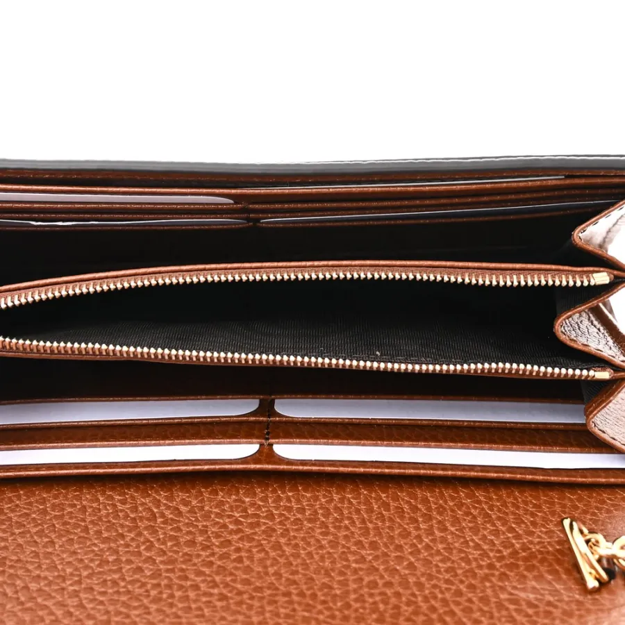 Gucci Small Jackie 1961 Chain Wallet Blue Tea Calfskin Leather & GG Monogram New Denim Gold Hardware