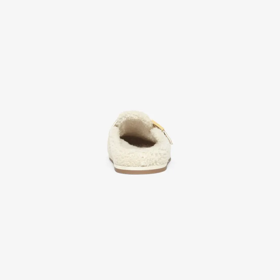 FENDI White sheepskin flats slippers