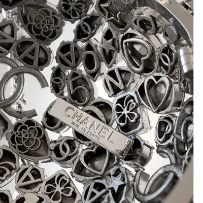 Chanel Silver / gold / black crystal ball dinner bag crossbody bag