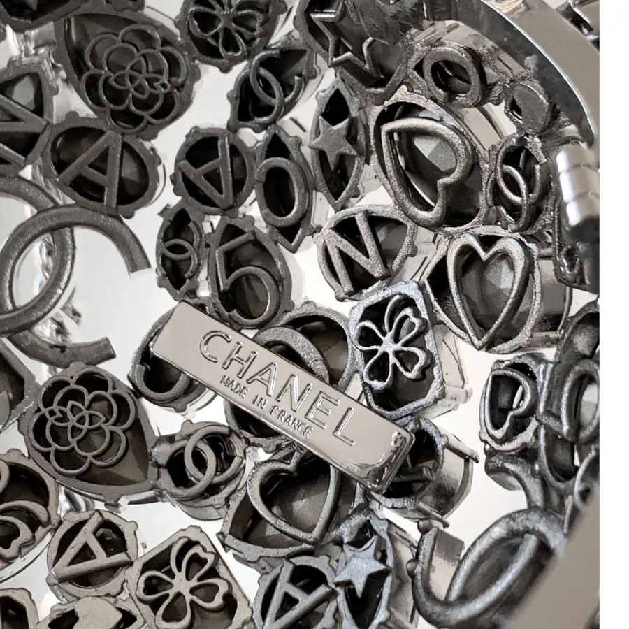 Chanel Silver / gold / black crystal ball dinner bag crossbody bag