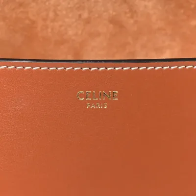 Celine Small Cuir Triomphe Folco Crossbody Bag Tan Smooth Calfskin Leather Gold Hardware