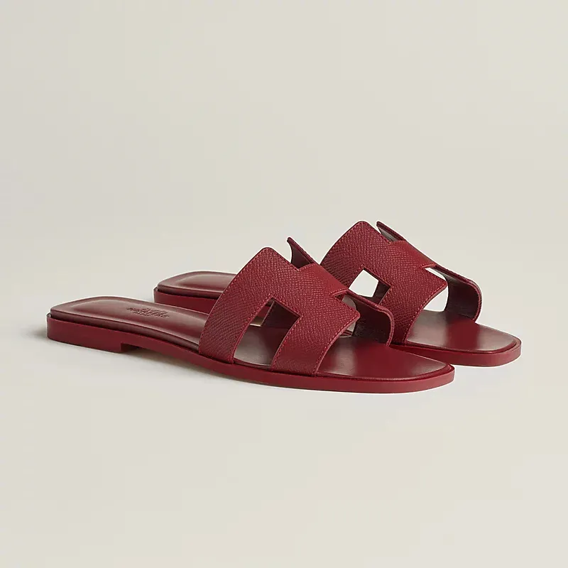 HERMES Oran Red Slippers