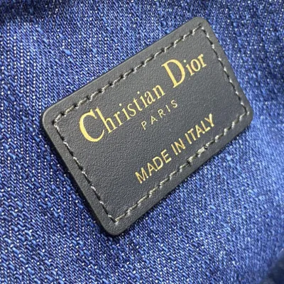 Dior Small D-Journey Bag in In Blue Denim Dior Oblique Jacquard With Gold Hardware