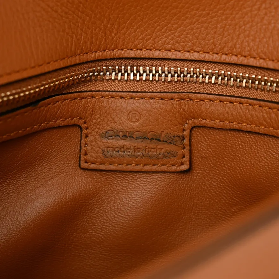 Gucci Medium Blondie Chain Shoulder Flap Bag Cognac Roxy Calfskin Leather Brass Hardware