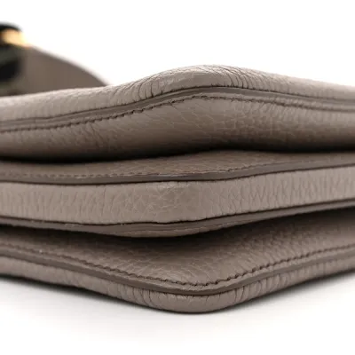 Prada Mini Soft Zippered Shoulder Bag Clay Grey Vitello Daino Leather Gold Hardware