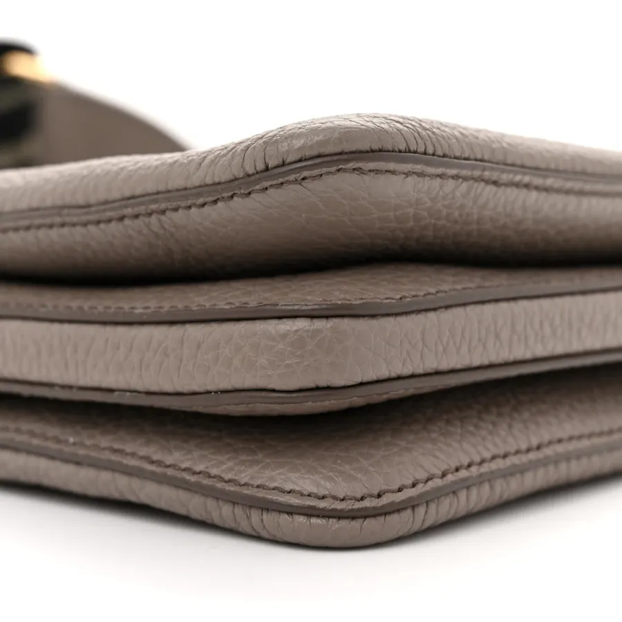 Prada Mini Soft Zippered Shoulder Bag Clay Grey Vitello Daino Leather Gold Hardware