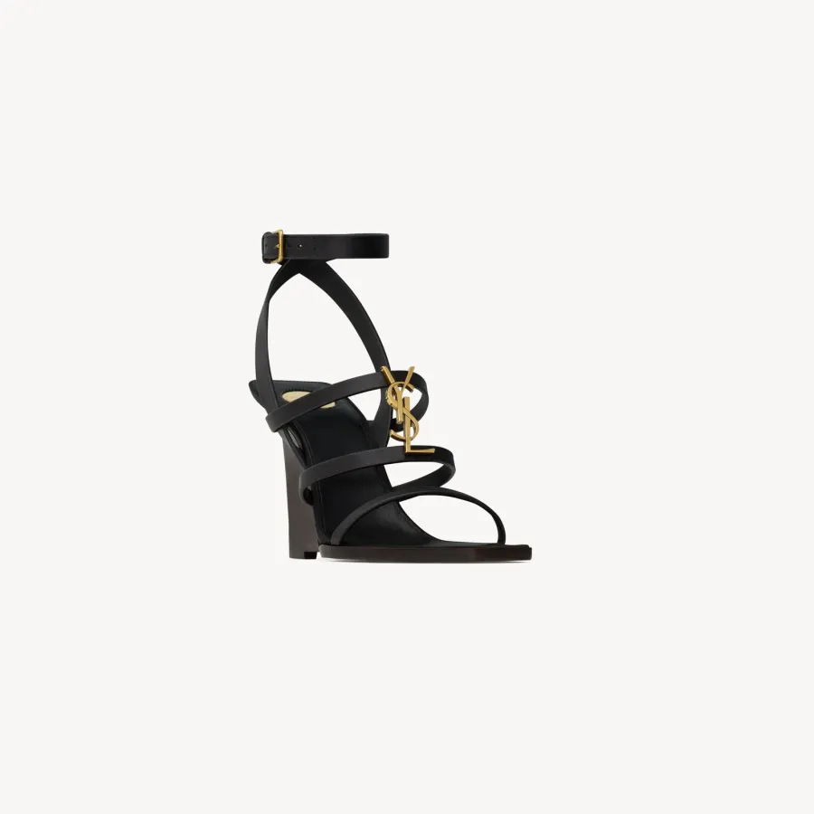 Yves Saint Laurent A Smooth leather wedge-heeled sandals