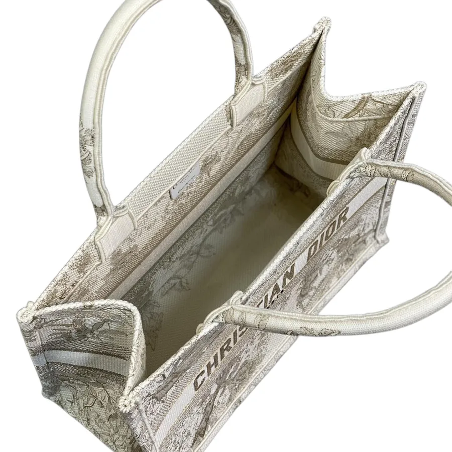 Dior Medium Dior Book Tote In Golden Magpie Embroidered Canvas