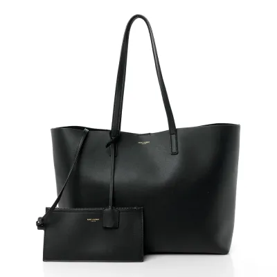 Saint Laurent Large Shopping Tote Black Calfskin Leather