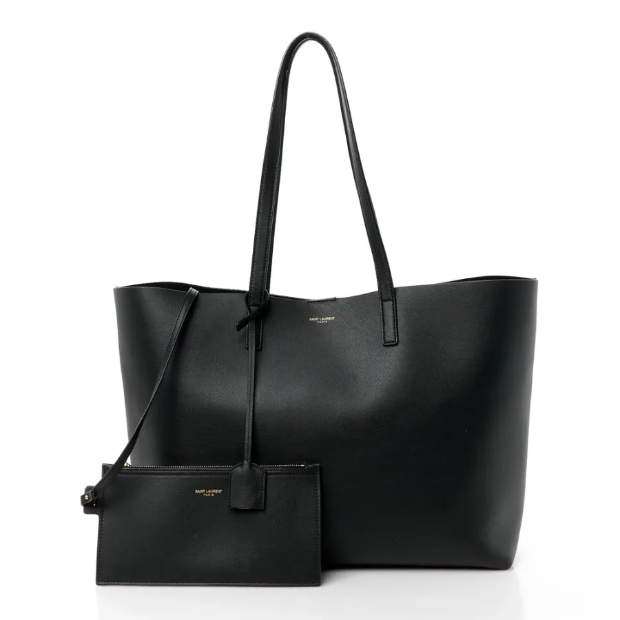 Saint Laurent Large Shopping Tote Black Calfskin Leather