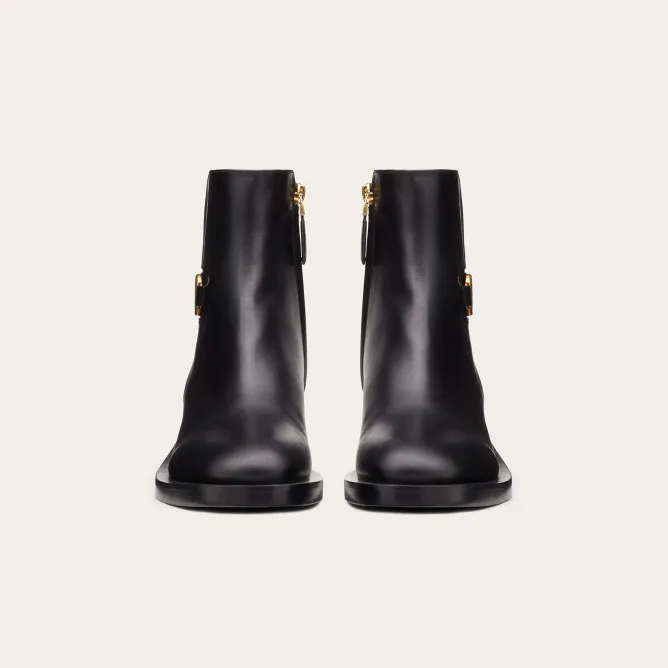 VALENTINO SIGNATURE Calf leather ankle boots (heel 3 cm high)