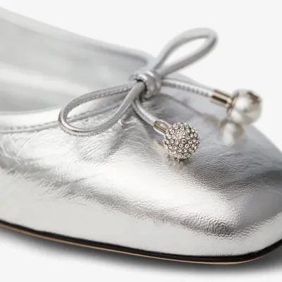 JIMMY CHOO Silver leather flats