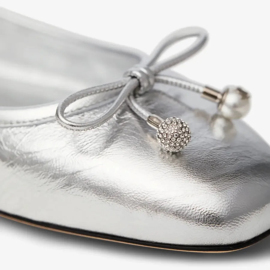 JIMMY CHOO Silver leather flats