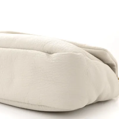 Saint Laurent Large Calypso Bag Blanc Vintage Grained Lambskin Leather Aged Gold Hardware