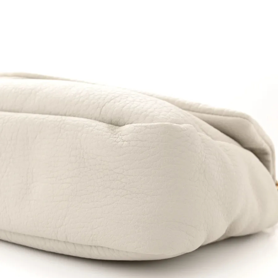 Saint Laurent Large Calypso Bag Blanc Vintage Grained Lambskin Leather Aged Gold Hardware