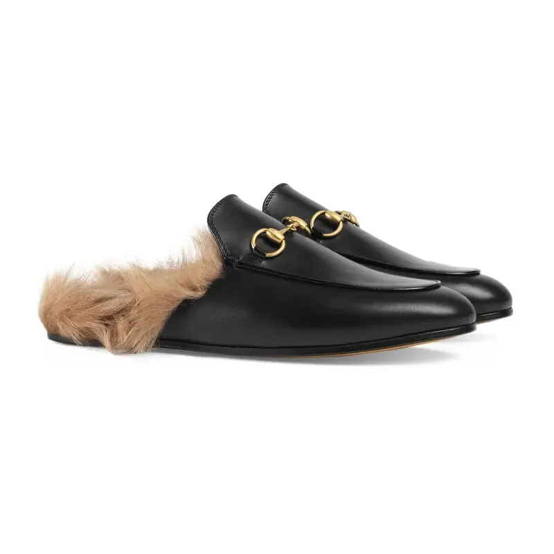 Gucci black baotou plush slippers