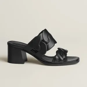 HERMES Gaby Slippers High-heeled slippers Black High Heels Sandal