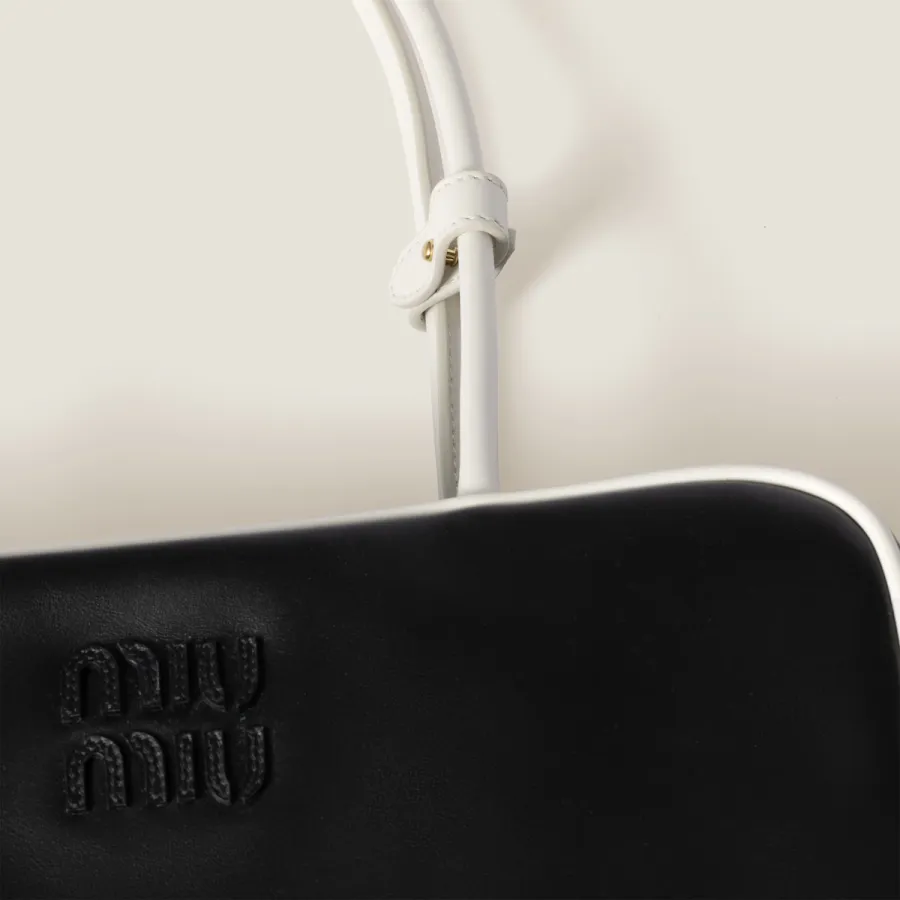 Miu Miu Calfskin Leather Beau Black Top-Handle Bags