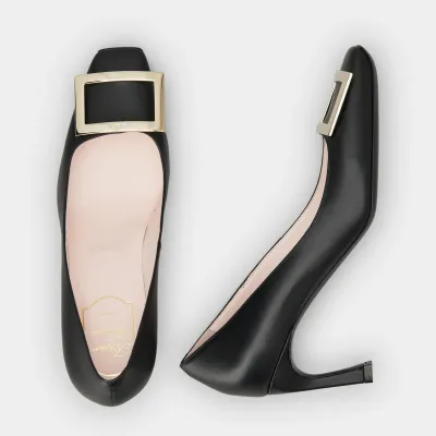 Roger Vivier Trompette Pumps High Heels In Black Calfskin Leather With Metal Buckle (Heel Height 7cm)